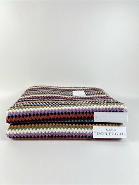Felpinter Bath Towels Multicolor Striped Made in Portugal Soft Cotton 2 Pc NEW